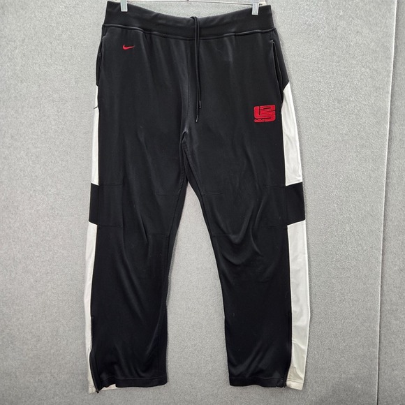 VINTAGE Nike x Lebron James Men Activewear Pants 2XL Black Track Mini Swoosh Y2K - Picture 1 of 13